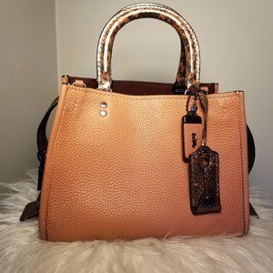 Coach 1941 Rogue 25 Melon and Oxblood with Snakeskin handles Shoulder Bag